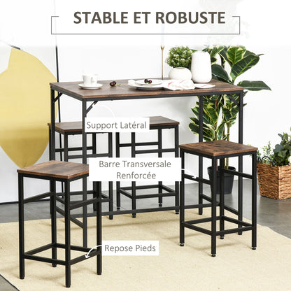 Bartafelset Industrieel – Bartafel – Barmeubel – Barkrukken – Keukentafelset – Zwart Metalen Frame – Eikenhout Look – Compact Design – Stevige Voetensteunen