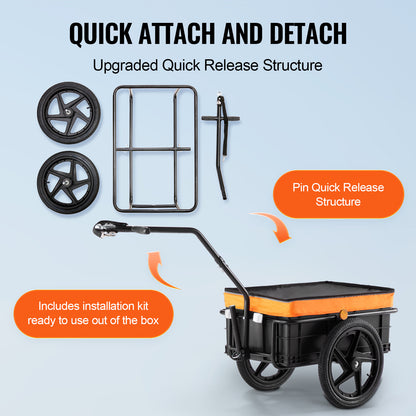 Fietskar – Fietstrolley – Bike Trailer – Bagagewagen – Fietsaanhanger – Carbon Stalen Frame – Waterdichte 600D Oxford Hoes – Max. 40 kg Draagvermogen – 406 mm Luchtbanden