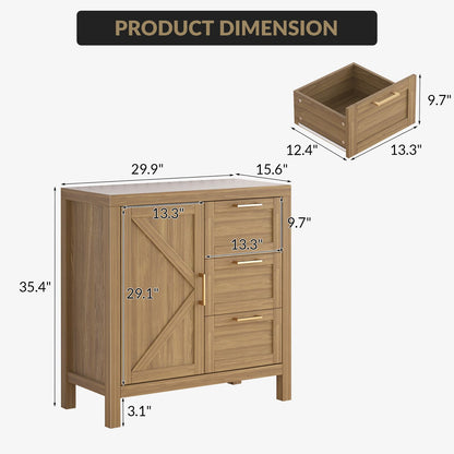 Modern Console Table with 3 Drawers & Adjustable Shelves - Multi-Purpose Storage Cabinet Suitable for Entryway, Living Room, Coffee Bar - Wood -Standing Sideboard with Ample Hidden & Visible Storage, Easy Assembly