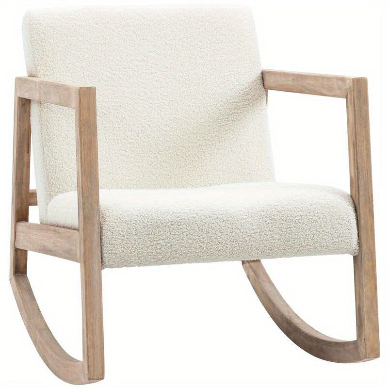 Draaifauteuil – Loungefauteuil – Relaxstoel – Draaistoel – Armstoel – Ergonomisch – Rubberwood Frame – Witte Zachte Bekleding – Verstelbare Rugleuning