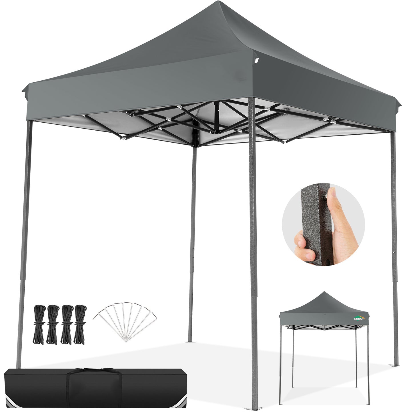 2x2M Pop-Up Canopy Tent Temporary Shelter Without Sidewalls Easy To Set Up Outdoor Canopy UPF 50+ Instant Party Tent With Carry Bag Quick To Assemble By One Person Suitable For Outdoor Events Gardens Commercial Use And Market