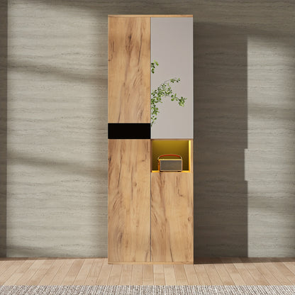 Opbergkast Hal – Schoenenkast – Kast Met Spiegel – Halmeubel – Garderobekast – Hoog Smal Model – Gehard Glas & Volledig Voorgemonteerd