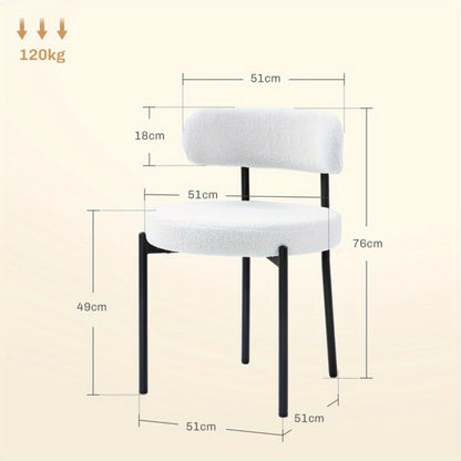 Eetkamerstoelen – Stoelen – Zitmeubels – Bijzetstoelen – Eetkamerstoelen Set – Crèmekleurige Fleece Bekleding – Stevige Metalen Poten – Onderhoudsvriendelijk & Comfortabel