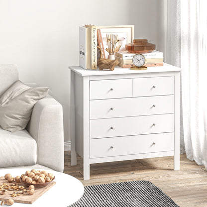 Ladekast – Ladenkast – Kommode – Dressoir – Opbergkast – 5 Lades – MDF & Spaanplaat – Wit – Geruisloze Metalen Glijders – Anti-Kantelbescherming – 79x39,5x80,5 cm