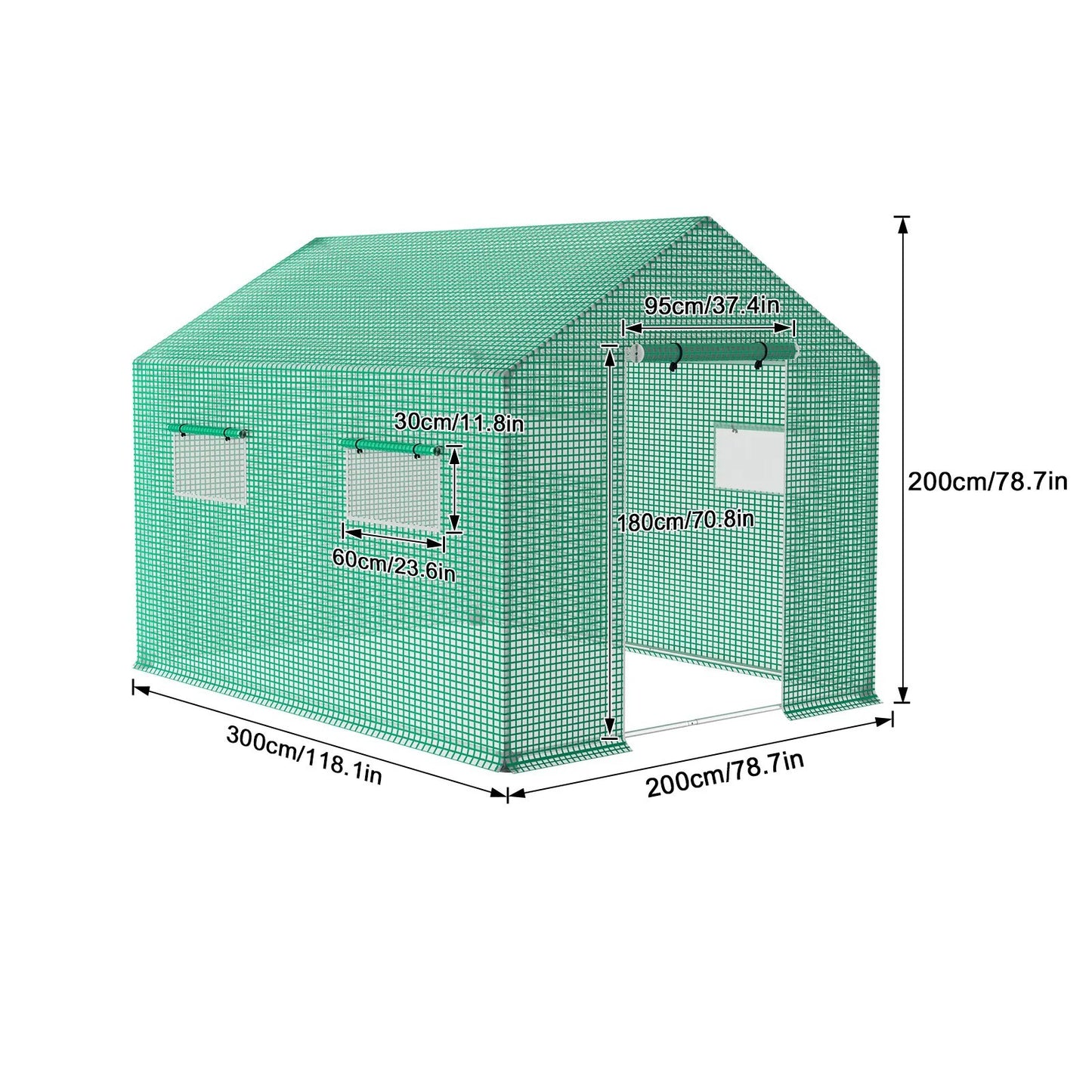 Kas – Kweekkas – Tuinkas – Broeikas – Plantenkas – 4,5x2x2 Meter – UV-bestendig Meshfolie – Ventilatieramen