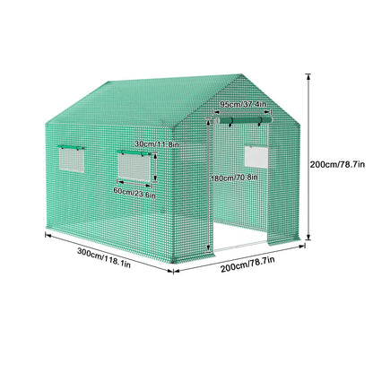 Kas – Kweekkas – Tuinkas – Broeikas – Plantenkas – 4,5x2x2 Meter – UV-bestendig Meshfolie – Ventilatieramen