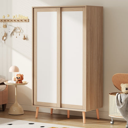 Kledingkast – Garderobekast – Opbergkast – Schuifdeurkast – Slaapkamerkast – Compact 80x46x141,5 cm – Met Schuifdeuren en Ophangstang