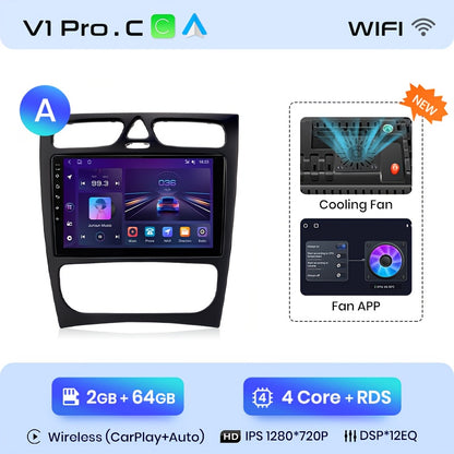 Car Multimedia Speler – Autoradio – Navigatiesysteem – 2-DIN Multimedia Unit – Smart Radio – WiFi 2+64GB – 9-Inch IPS Touchscreen – Android 14 Systeem