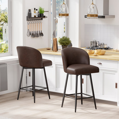Barstoel – Barkruk – Barstoel Kruk – Keukenstoel – Barkrukken Set Van 2 – Retro Stijl – Kunstlederen Bekleding – Met Rugleuning