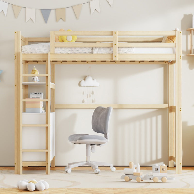 Halfhoogslaper – Hoogslaper – Bedbank – Stapelbed – Bedframe – Met Veiligheidsladder & Opberglades – Metaal Frame 90x200 cm – Ruimtebesparend & Stevig