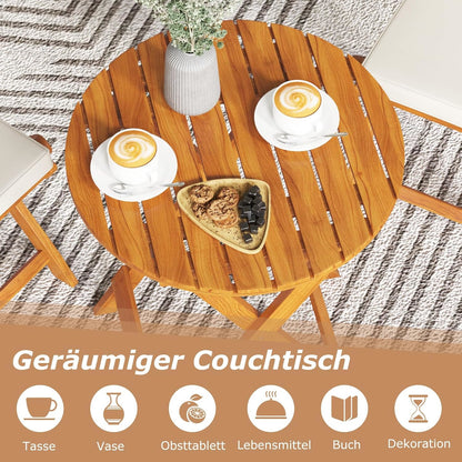 3-delige Bistro Set – Tuinset – Balkonset – Terrasmeubilair – Opklapbare Stoelen – Acaciahouten Frame – Comfortabele Kussens – Compact Opvouwbaar Design