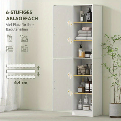 Badkamerkast – Badmeubel – Opbergkast – Kolomkast – Wastafelonderkast – 180 cm Hoog – MDF Vochtbestendig Met Verstelbare Planken