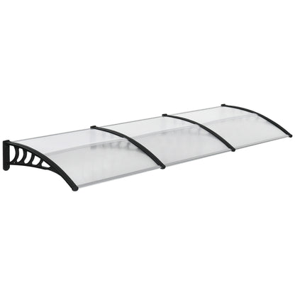 Voordeuroverkapping – Deurluifel – Overkapping – Zonwering – Luifel – Zwart Aluminium Frame – Transparant 5 mm Polycarbonaat Dak – UV- en Weerbestendig