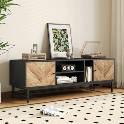 TV Meubel – TV Kast – TV Stand – Mediameubel – Meubel – 150 cm – Houtvezelplaat Zwart – Multifunctionele Opbergruimte