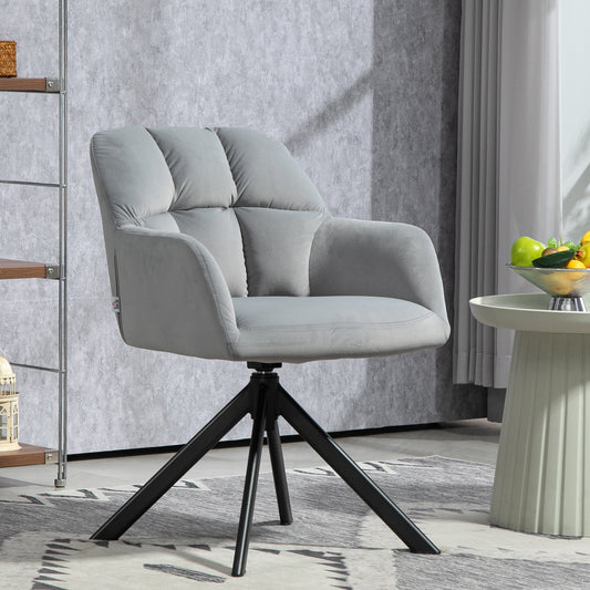 Draaifauteuil – Draaistoel – Fauteuil – Relaxstoel – Loungestoel – 360° Draaibaar – Stevige Metalen Poten – Comfortabele Grijze Stof