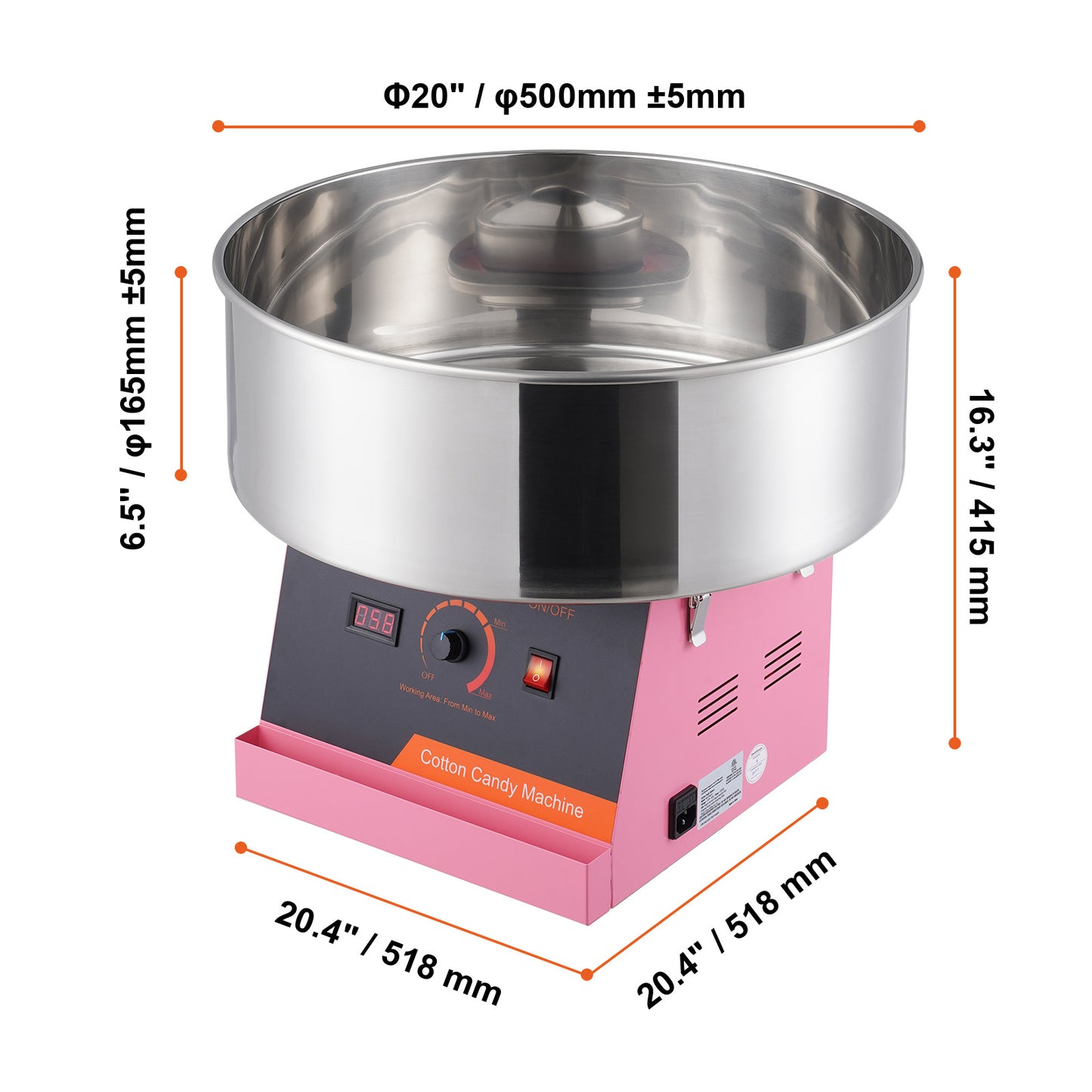 Suikerspinmachine – Suikerspinmaker – Cotton Candy Maker – Suikerspinmachine Elektrisch – Snoepmachine – 1000W Vermogen – Roestvrijstalen Kom