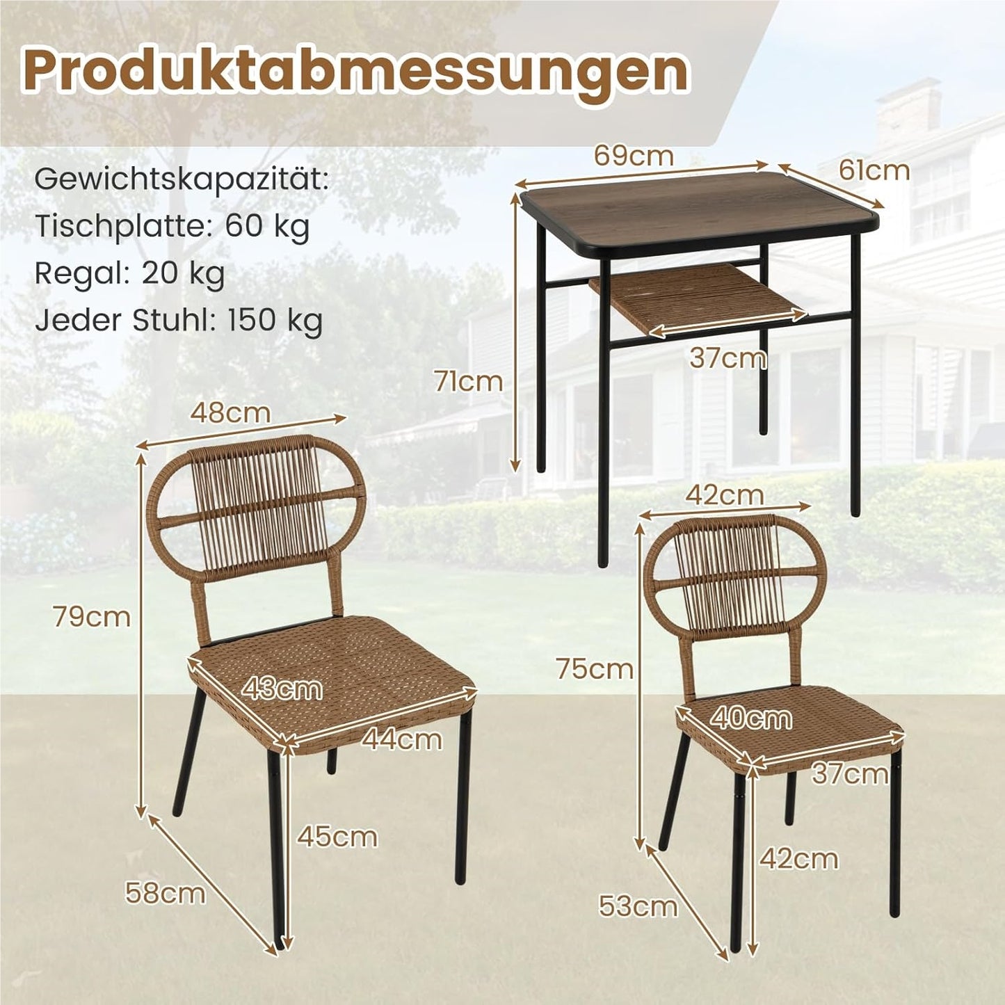 Tuinset – Tuinmeubelset – Balkonset – Bistroset – Loungeset – Compact Rattan Design – Inclusief Opbergvak