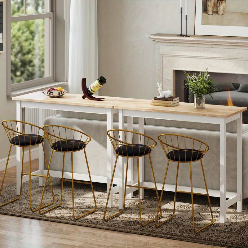 Compact White & Oak Bar Table - Space-Saving A-Frame Design for Small Spaces, Sturdy -Like Surface (Oak Veneer/Metal/Plastic Frame) - /Outdoor Use in Cafes, Restaurants, Bars, Kitchens, Balconies (Seating for