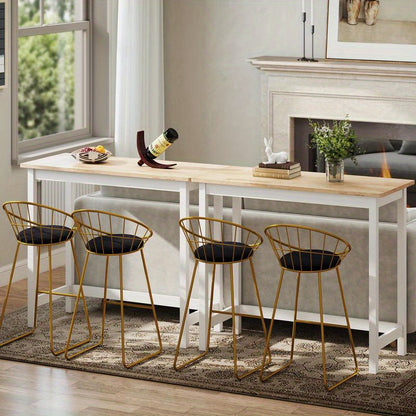 Compact White & Oak Bar Table - Space-Saving A-Frame Design for Small Spaces, Sturdy -Like Surface (Oak Veneer/Metal/Plastic Frame) - /Outdoor Use in Cafes, Restaurants, Bars, Kitchens, Balconies (Seating for