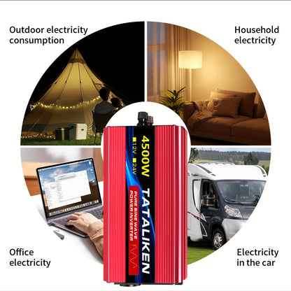Omvormer – Spanningsomvormer – Inverter – Stroomomvormer – 12V Naar 220V – Zuivere Sinusgolf – 4500W Vermogen – Veiligheidsbeveiliging