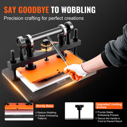 Leer snijmachine – Leidersnijder – Embossingmachine – Ponsmachine – Snijpers – Handmatige bediening – 36 x 25,9 cm werkoppervlakte – 1,5 ton draagvermogen