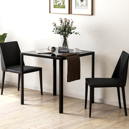 Eettafel – Keukentafel – Dinertafel – Tafel – Vierkante Tafel – Gehard Glas – Metalen Frame – 75x75x75 cm – Zwart