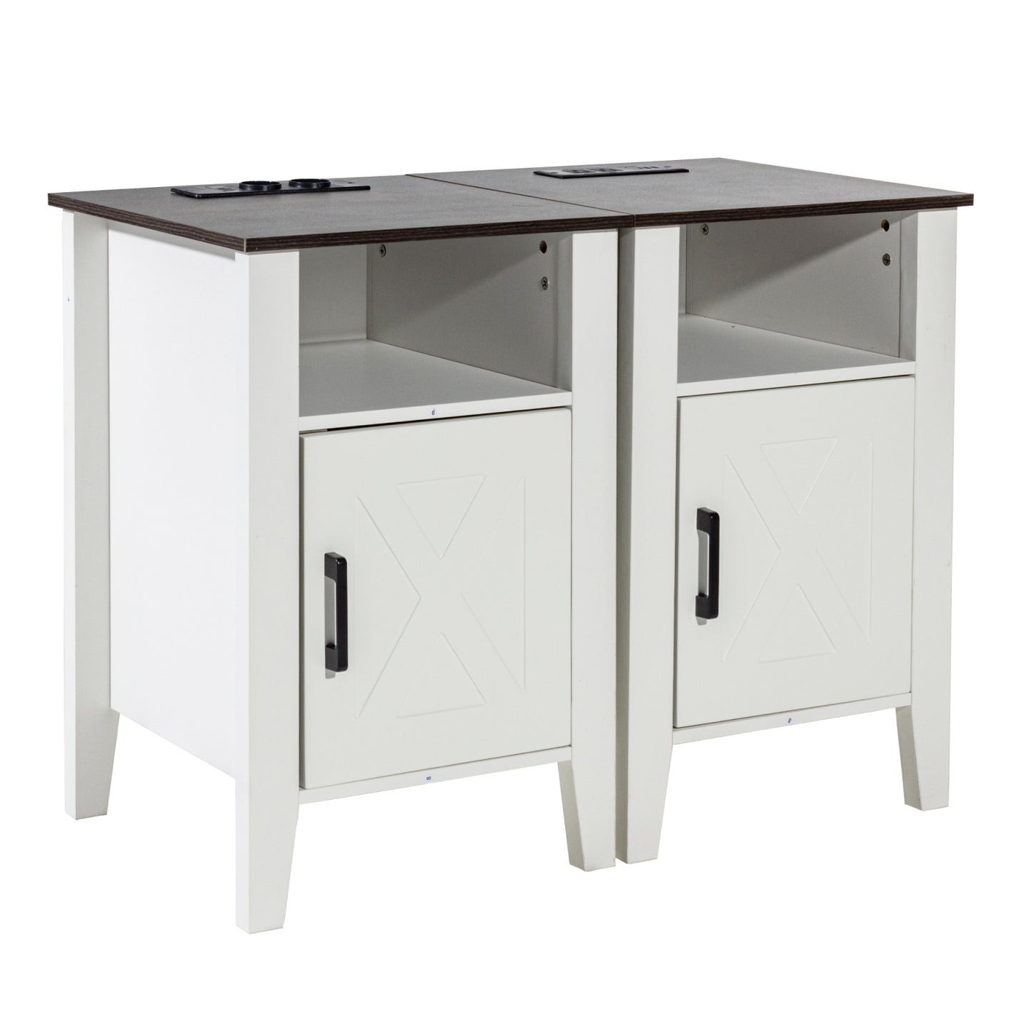 Bijzettafels – Nachtkastje – Side Table – Eettafel – Salontafel – Set Van 2 – Ingebouwde USB- en Stroomvoorziening – Krasbestendig Houtdecor