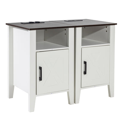 Bijzettafels – Nachtkastje – Side Table – Eettafel – Salontafel – Set Van 2 – Ingebouwde USB- en Stroomvoorziening – Krasbestendig Houtdecor