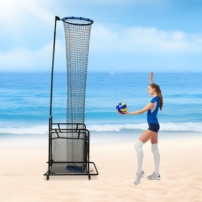 Volleybaltrainer – Volleybal Trainingssysteem – Volleybal Rebounder – Volleybal Setter – Volleybal Trainingsapparaat – Verstelbare Hoogte tot 3,66 m – Stevig Stalen Frame met Wieltjes
