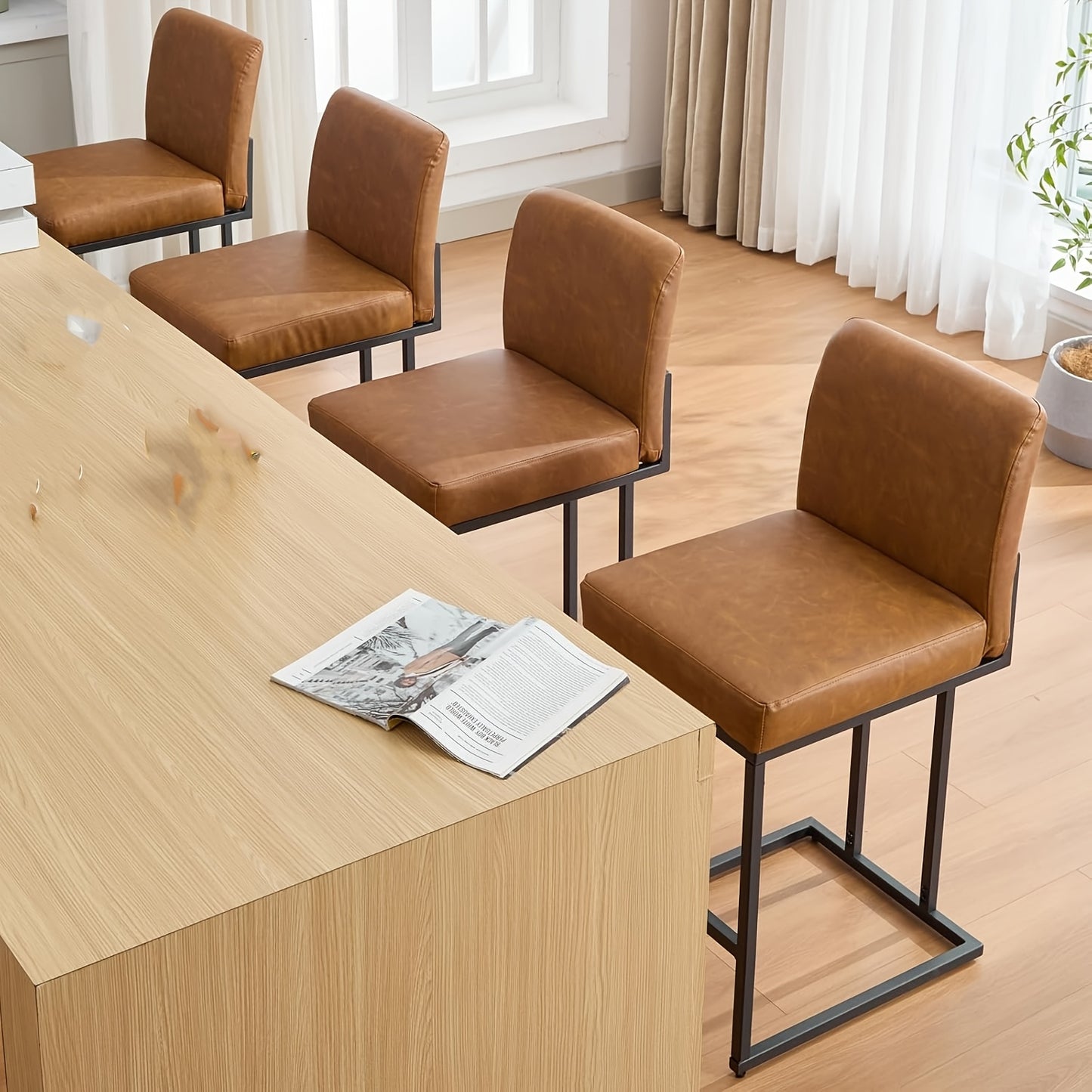 Krukken – Barkrukken – Stoelen – Zitkrukken – Keukenkrukken – Zithoogte 60,96 cm – Met Rugleuning en Metalen Frame