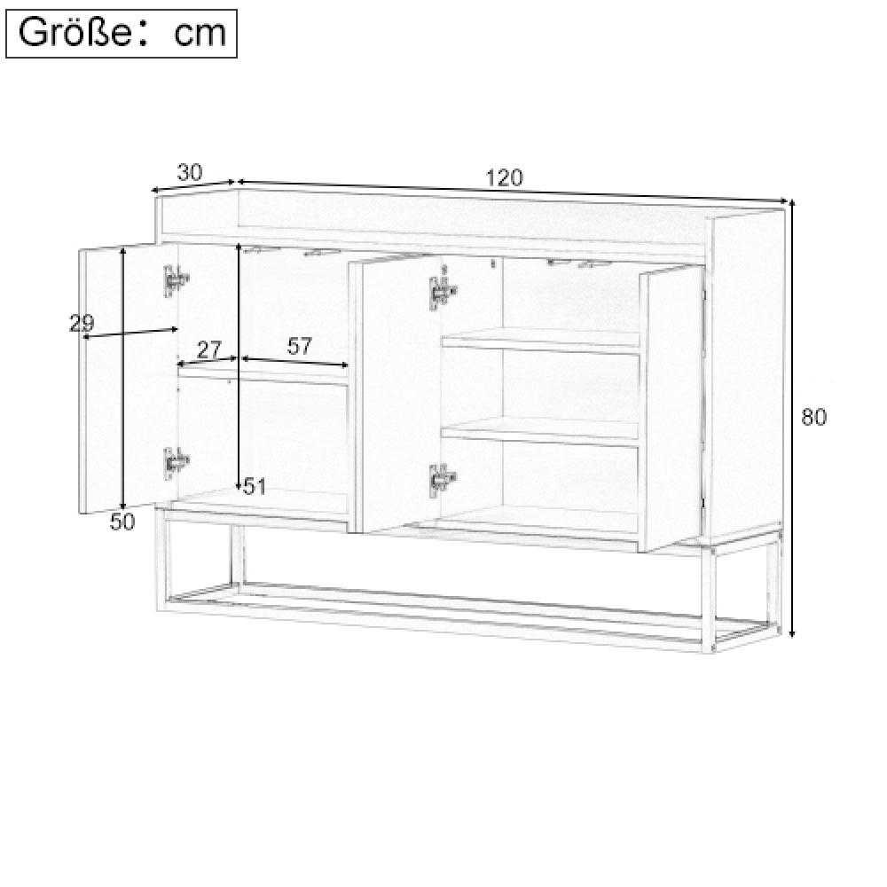 Dressoir – Ladekast – Opbergkast – Buffetkast – Wandkast – Modern Wit Met Gouden Accenten – 4 Deuren Handenvrij Ontwerp