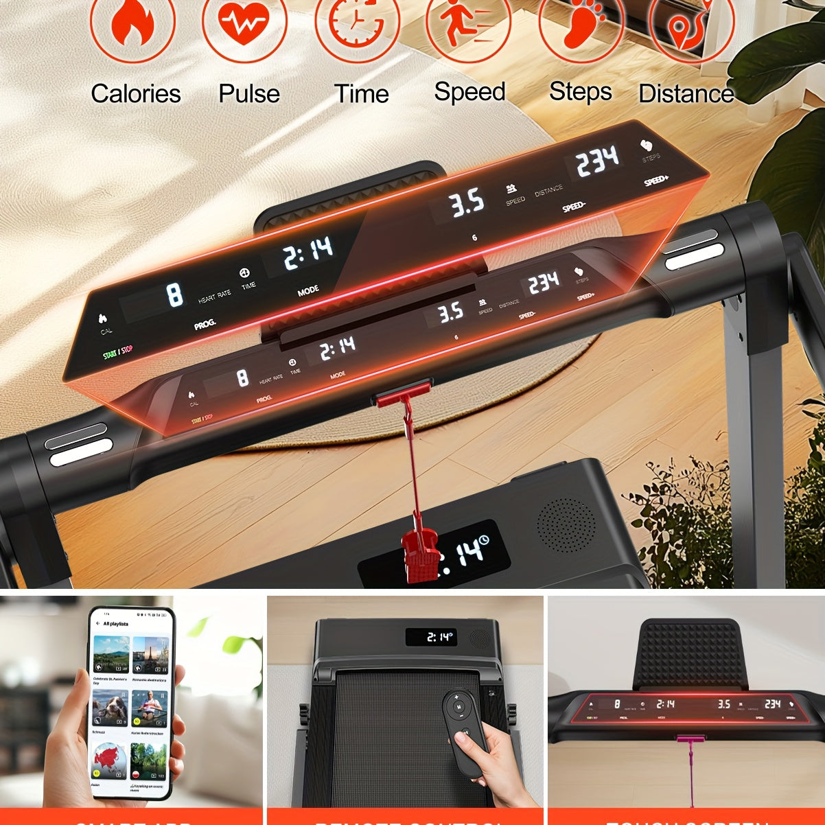 Loopband – Wandelband – Hardloopband – Treadmill – Walking Pad – 2,5 PK Motor – Inklapbaar met Bluetooth & 12 Programma’s