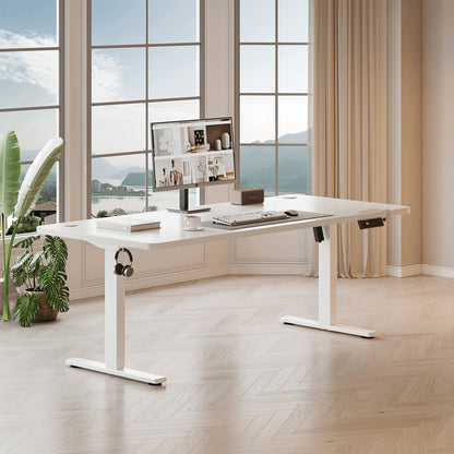 In hoogte verstelbaar bureauframe – Zit sta bureauframe – Verstelbaar bureau onderstel – Ergonomisch bureau frame – Bureauonderstel met beensteun – Verstelbare hoogte 73-122 cm – Verstelbare lengte 80-140 cm – Robuust grijs ijzer