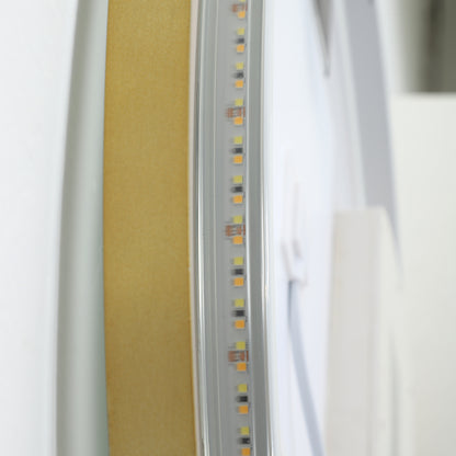 Ronde Badkamerspiegel – Spiegel Met LED Verlichting – Badkamerspiegel Met Antibeslag – Touch Spiegel – Digitale Badkamerspiegel – Goudkleurig Design – Zelfvoorzienende Stroom – Tijd- En Temperatuurweergave