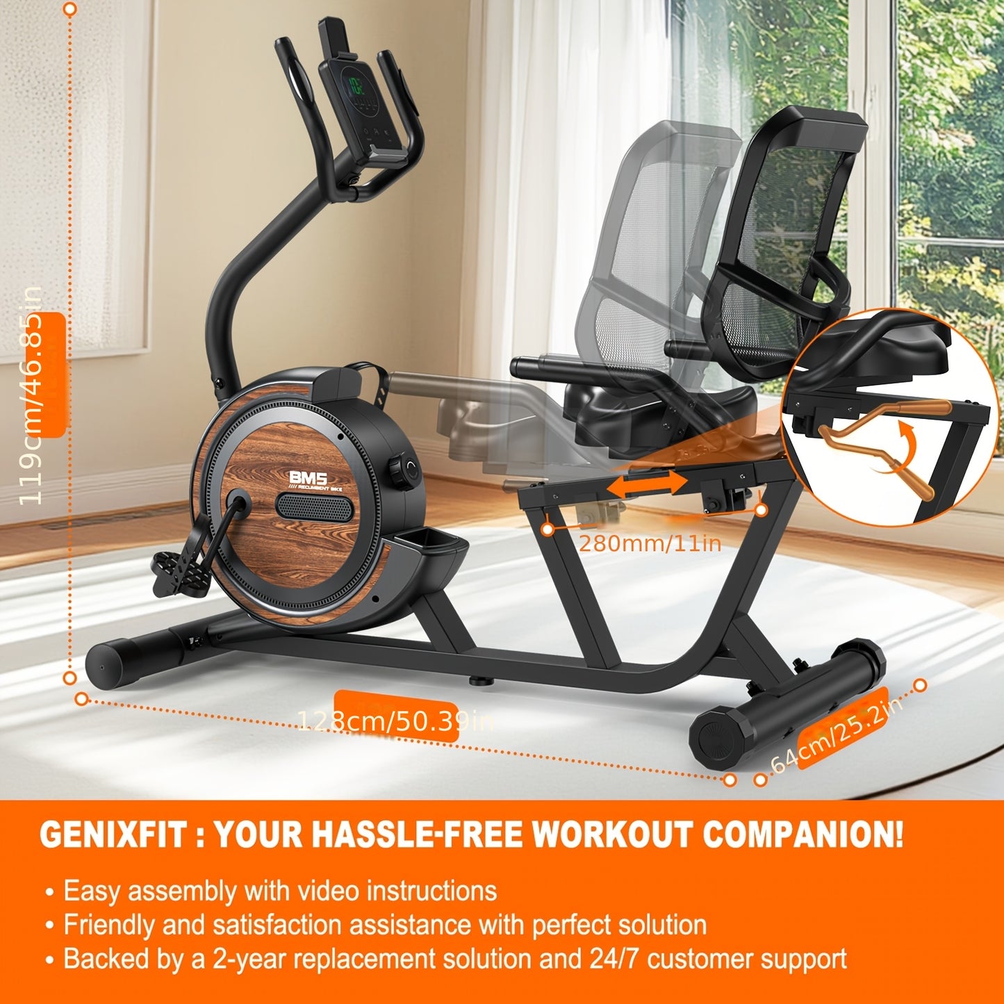Vowvit Magnetic Exercise Bike with Kinomap App & Heart Rate Monitor - 16-Level Magnetic Resistance Bike, 4kg Flywheel, Belt-Driven Indoor Cycling Machine Suitable for Home Gym Cardio Training, Classes App ()