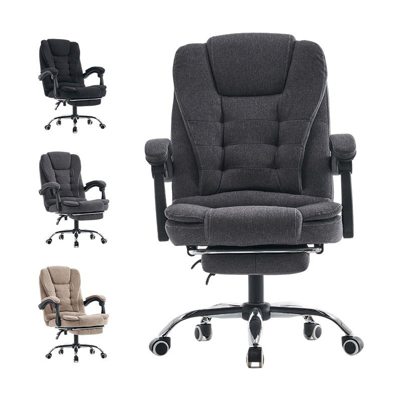 Bureaustoel – Kantoorstoel – Werkstoel – Computestoel – Directiestoel – Verstelbare Zithoogte – Memory Foam Kussens – Donkergrijs