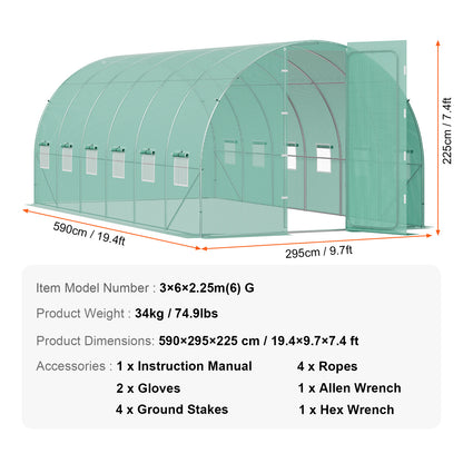 Tunnelkas – Walk-In Kas – Tuinkas – Kweekkas – Grote Afmeting – Verzinkt Frame – UV-Bestendige PE-Cover