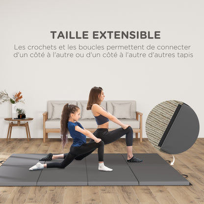 Gymmat – Fitnessmat – Sportmat – Yogamat – Oefenmat – 180x80x5 cm – Dikte 5 cm Hoogwaardig EPE Schuim – Opvouwbaar Met Handgreep – Grijs