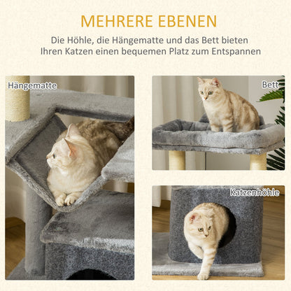 Krabpaal – Kattenboom – Krabmeubel – Krabton – Kattenhuis – Sisal Touw – 90 cm Hoog – Met Hangmat & Kattenhol