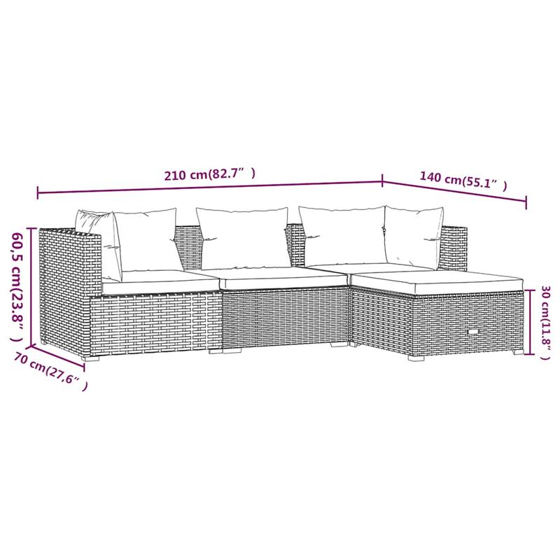 Buitenlounge Set – Loungeset – Tuinset – Patio Set – Poly Rattan Meubel – Bruin – Weerbestendig – Modulair Ontwerp