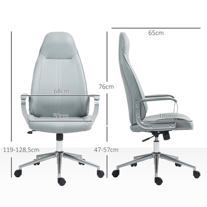 Ergonomische Bureaustoel – Bureaustoel – Werkstoel – Kantelstoel – Draaistoel – Verstelbare Hoogte – Kantelfunctie – Grijs – Microvezel – RVS Frame