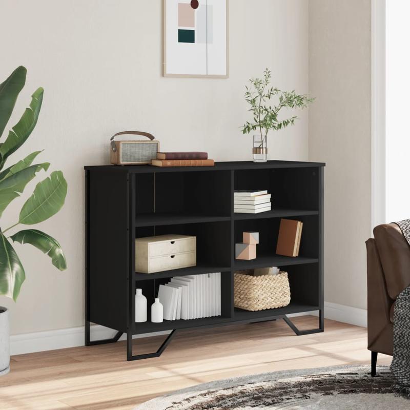 Sideboard 101x35.5x74.5cm Processed Wood Black Practical and removable