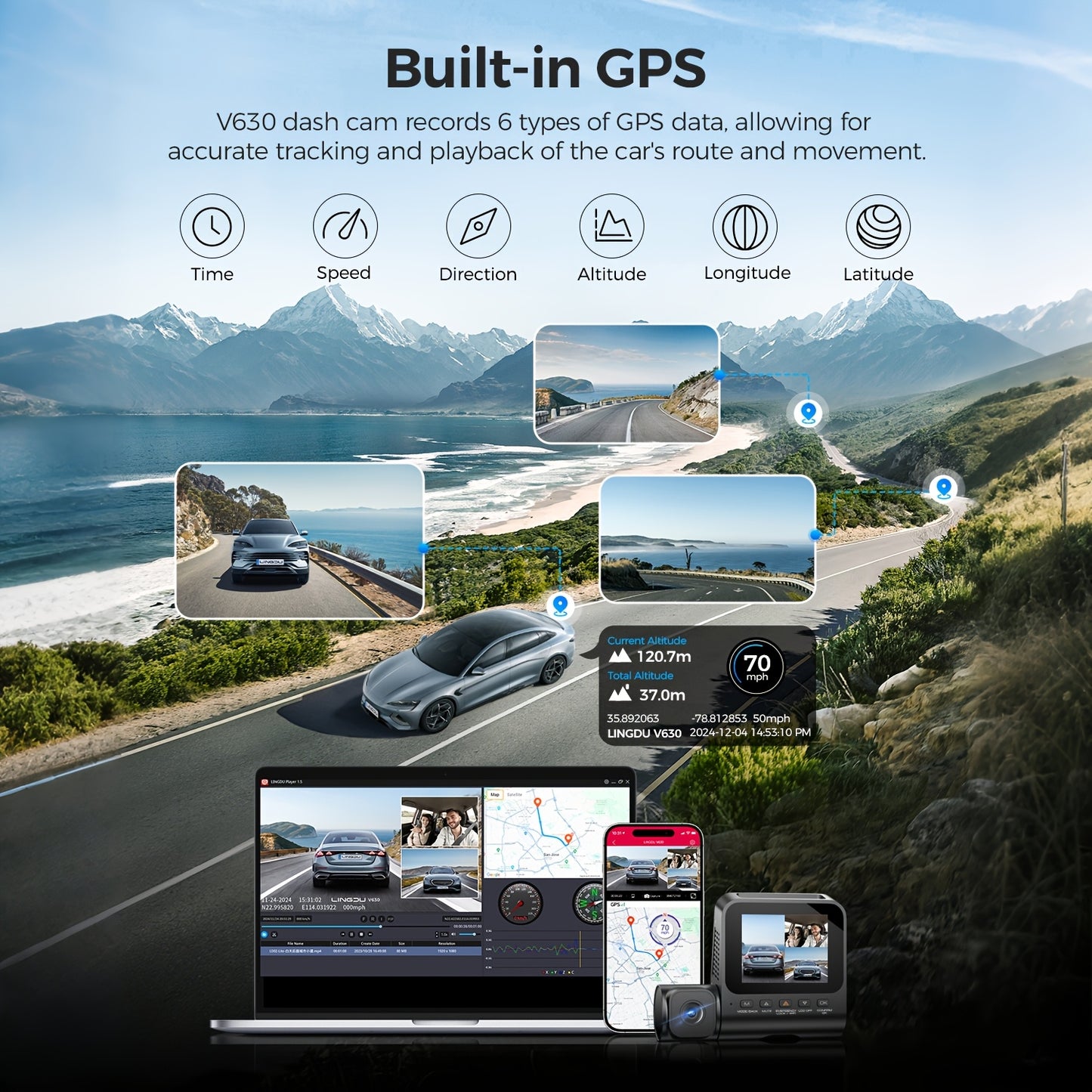 Dubbele Dashcam – Auto Camera – Beveiligingscamera – DVR Recorder – Achteruitrijcamera – 4K Voorzijde & Full HD Achterzijde – Nachtzicht & GPS Met ADAS