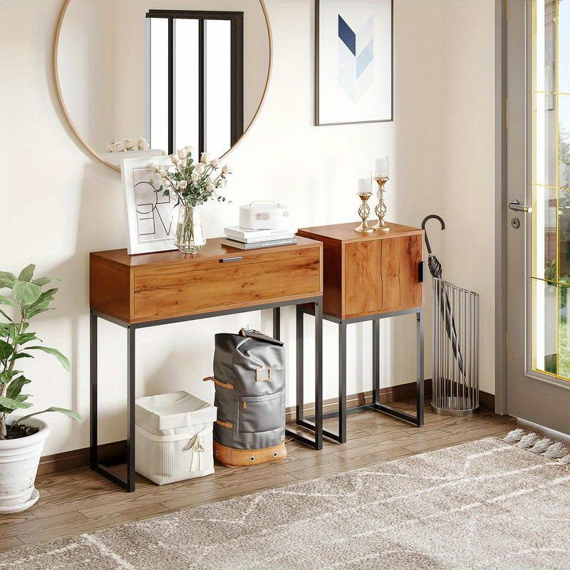 Opbergkast – Bergkast – Dressoir – Kast – Kast Met Deuren – Stevige Hardhouten Constructie – Zwart Frame Met Natuurlijke Houttinten