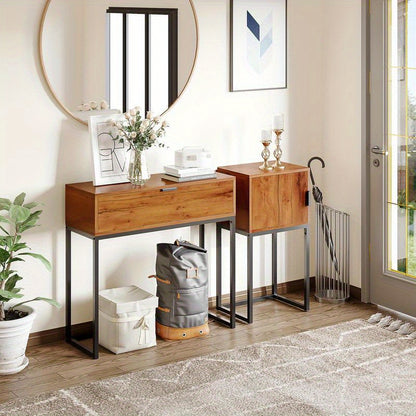 Opbergkast – Bergkast – Dressoir – Kast – Kast Met Deuren – Stevige Hardhouten Constructie – Zwart Frame Met Natuurlijke Houttinten