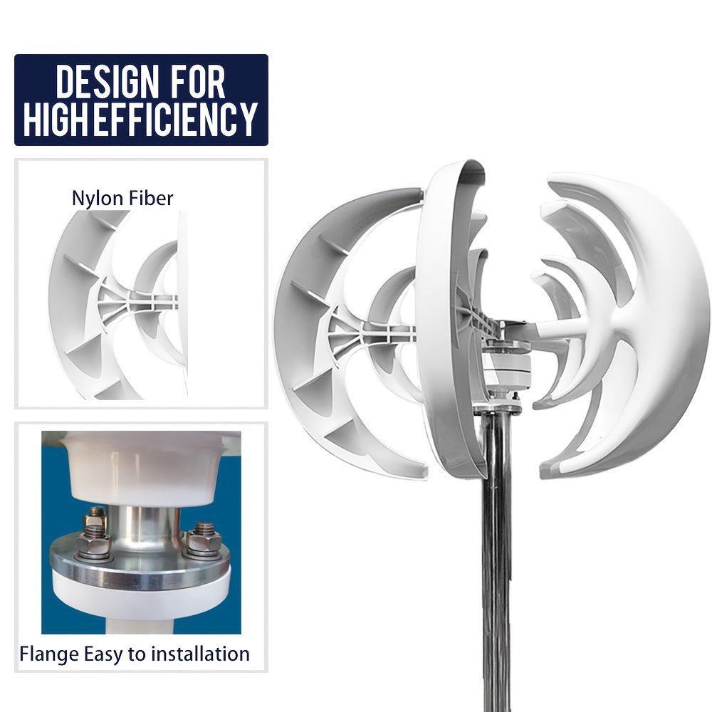 Windmolen – Windturbine – Verticale Windmolen – Windenergie Generator – 1000W Vermogen – Stil Geluid, MPPT-Controller Inclusief
