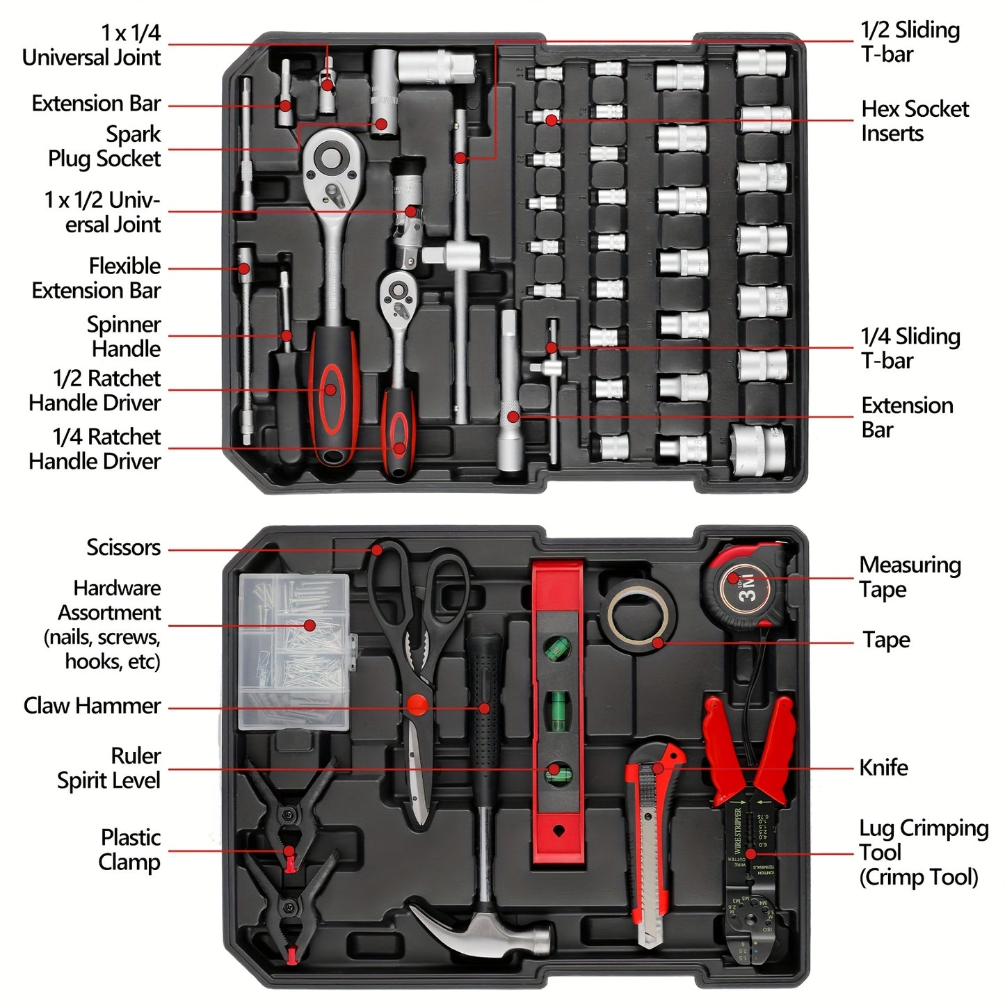 Gereedschapsset – Toolset – Klusset – Handgereedschap – Steeksleutelset – 799-delige Set – Rollende Aluminium Koffer – Met Torx, Metrisch en Imperiaal