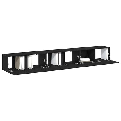 Tv-meubel – TV Kast – TV Meubel – Media Console – Entertainmentmeubel – Zwart Eikenhout – 3-delige Set – Compact 80x30x30 cm – Duurzaam Hardhout