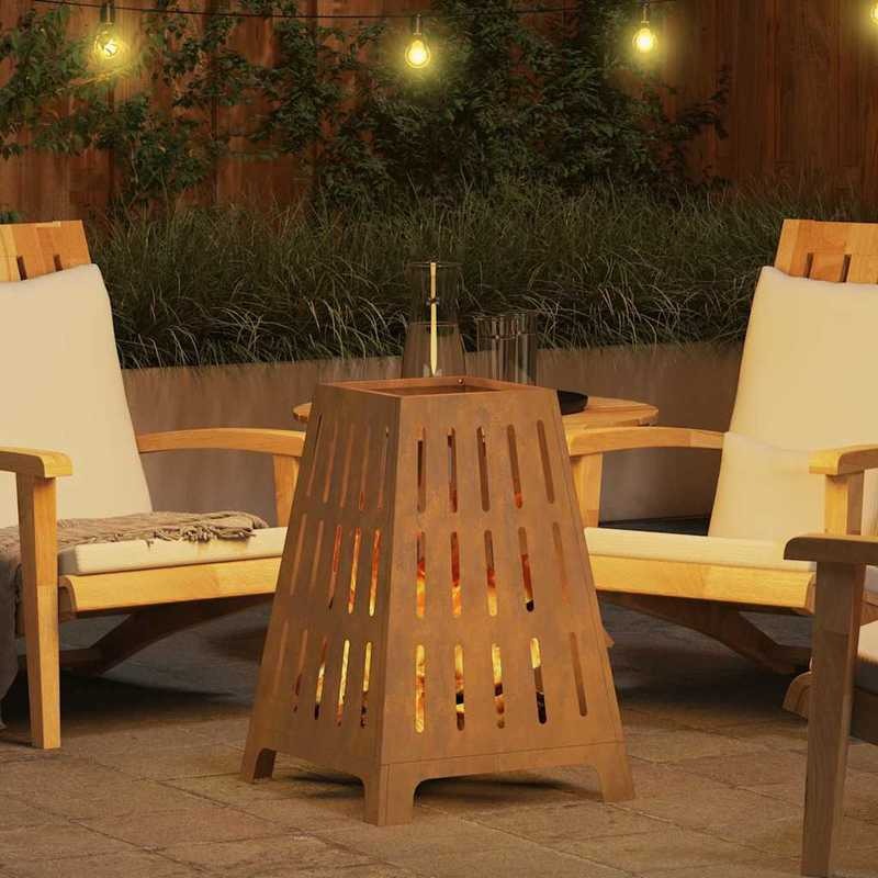 Buitenhaard – Tuinhaard – Vuurkorf – Terrashaard – Houtkachel – Bruin Metaal – 50x50x70 cm – Duurzaam & Weerbestendig