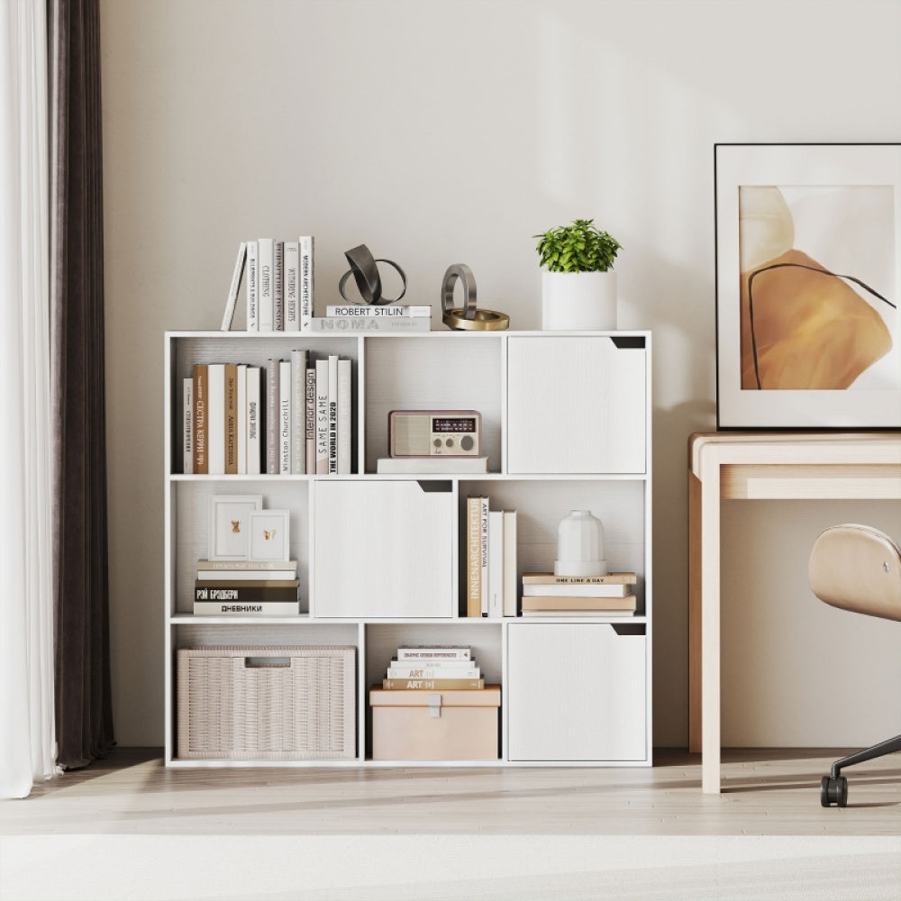 Boekenkast – Boekrek – Opbergkast – Wandkast – Vakkenkast – 9 Compartimenten – Metalen Frame – Direct Gebruiksklaar – Wit Design